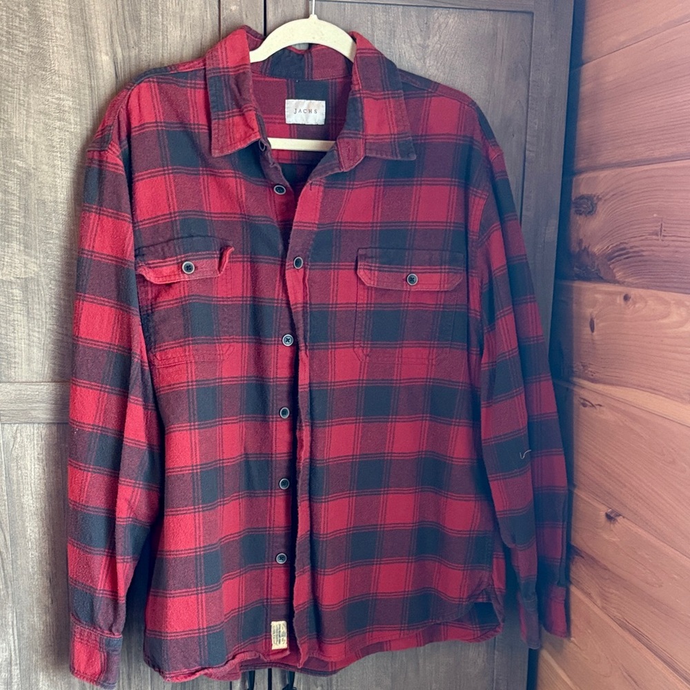 Jachs Red and Black Plaid Men's Shirt
